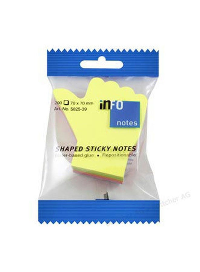 Info Sticky Notes Bucket Hand Shape 200 Sheet-Multicolour