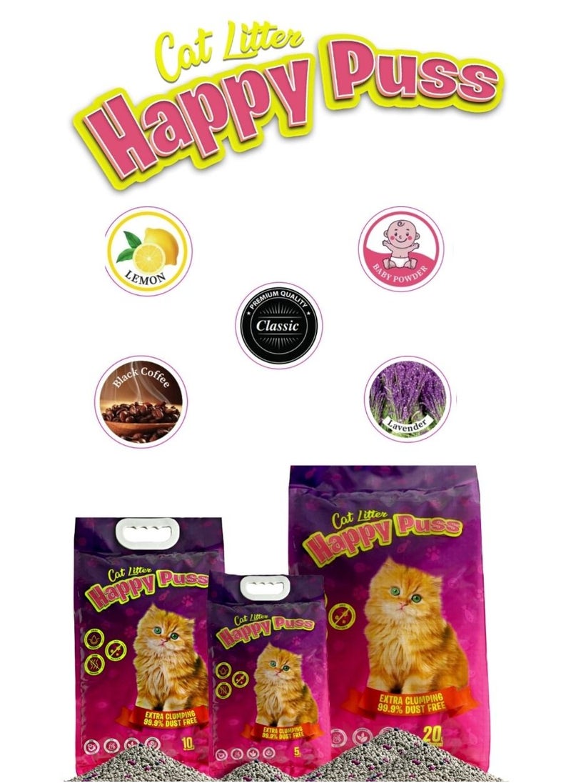 HAPPY PUSS - Happy Puss Extra Clumping Perfumed Bentonite Cat Litter 20L - Black Coffee Scent - Image 1