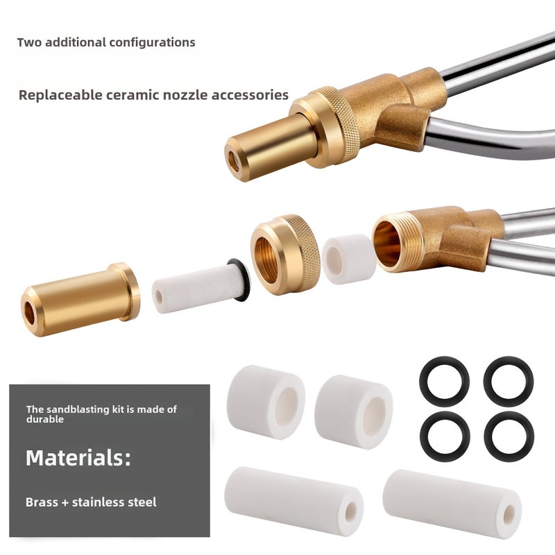 Cross-border wholesale high-pressure cleaning machine spray gun industrial grade derusting sandblasting gun ceramic core brass sandblasting gun set(Ceramic nozzle kit) - Image 4