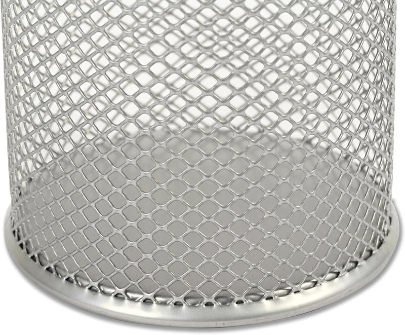 إف اي أس  حامل أقلام شبكي معدني من FIS®، الحجم: 90x90x95 مم، شكل دائري، مناسب لتنظيم المكتب، لون فضي - FSPH101SL - Image 2