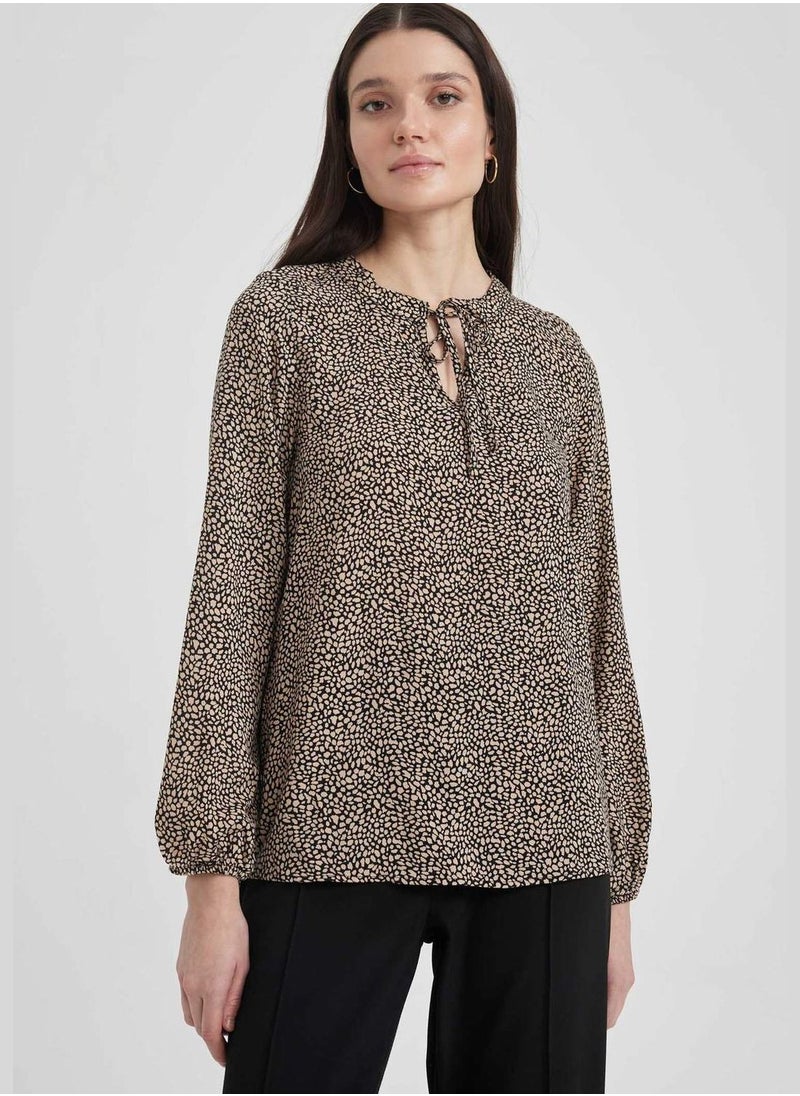 DeFacto - Woman C Neck Woven Long Sleeve Blouse - Image 1