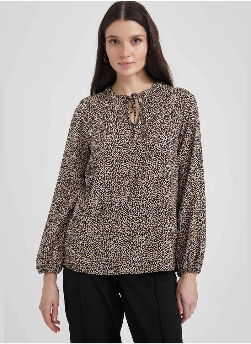 DeFacto - Woman C Neck Woven Long Sleeve Blouse - Image 1