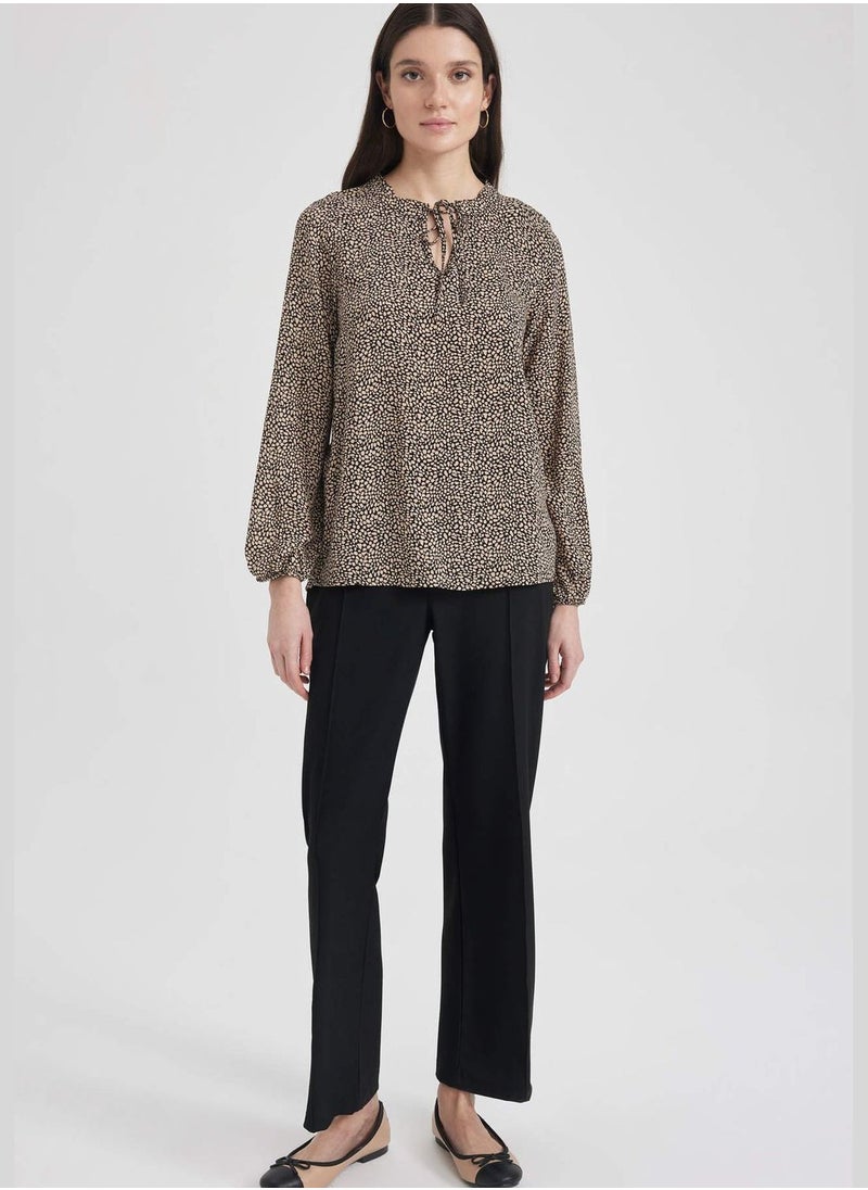 DeFacto - Woman C Neck Woven Long Sleeve Blouse - Image 1