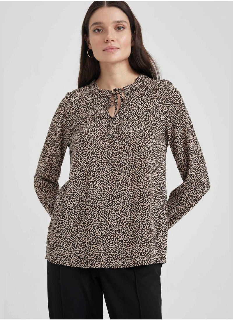 DeFacto - Woman C Neck Woven Long Sleeve Blouse - Image 1