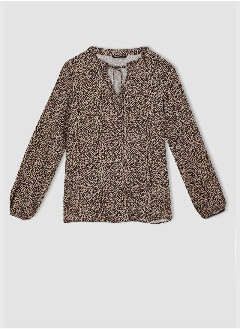 DeFacto - Woman C Neck Woven Long Sleeve Blouse - Image 1