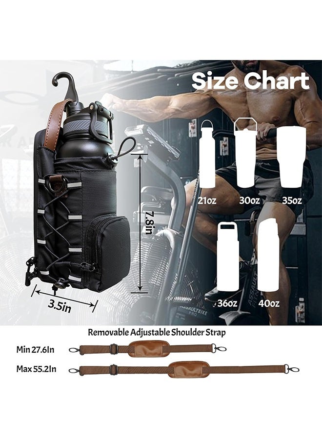MVAQKLM  Magnetic Water Bottle Holder for Gym,Gym Bottle Carrier Bag with Phone Pockets & Handle Shoulder Strap Gym Accessories for Men Women, Gym Gifts for Women and Men - Image 4