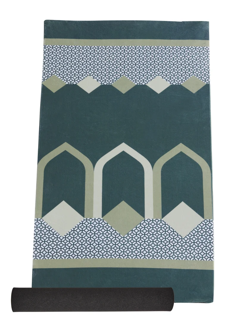 Sabr Luxury Padded Prayer Mat with Memory Foam - Abu Dhabi-Inspired Design, Suede-Like Finish, Comfortable Green Salah Mat (120x60 cm)