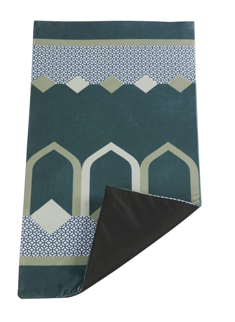 Sabr Luxury Padded Prayer Mat with Memory Foam - Abu Dhabi-Inspired Design, Suede-Like Finish, Comfortable Green Salah Mat (120x60 cm)