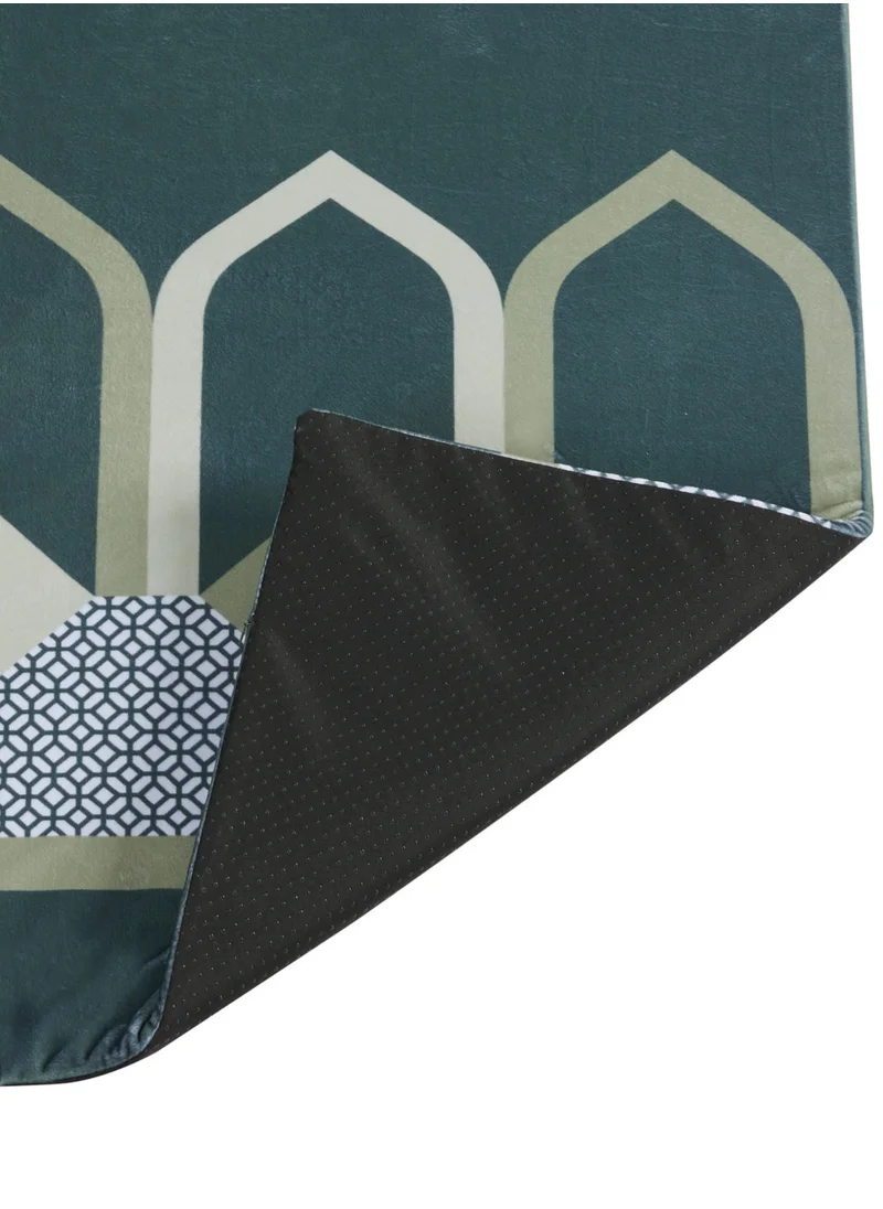 Sabr Luxury Padded Prayer Mat with Memory Foam - Abu Dhabi-Inspired Design, Suede-Like Finish, Comfortable Green Salah Mat (120x60 cm)