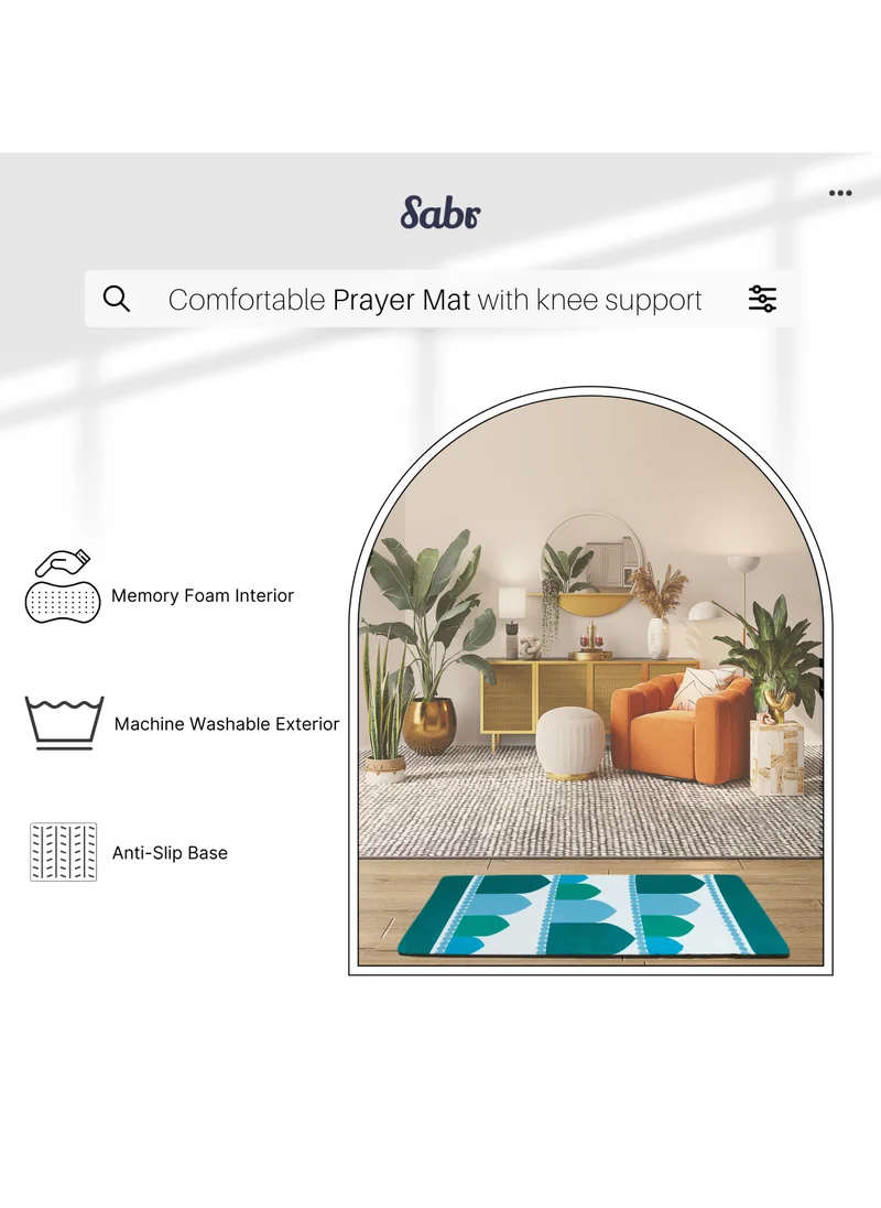 Sabr Luxury Padded Prayer Mat with Memory Foam - Abu Dhabi-Inspired Design, Suede-Like Finish, Comfortable Green Salah Mat (120x60 cm)