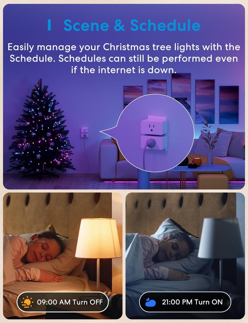meross Smart Plug Mini, 15A & Reliable Wi-Fi, Support Apple HomeKit, Siri, Alexa, Echo, Google Assistant and Nest Hub, App Control, Timer, No Hub Needed, 2.4G WiFi Only, 4 Pack - Image 4