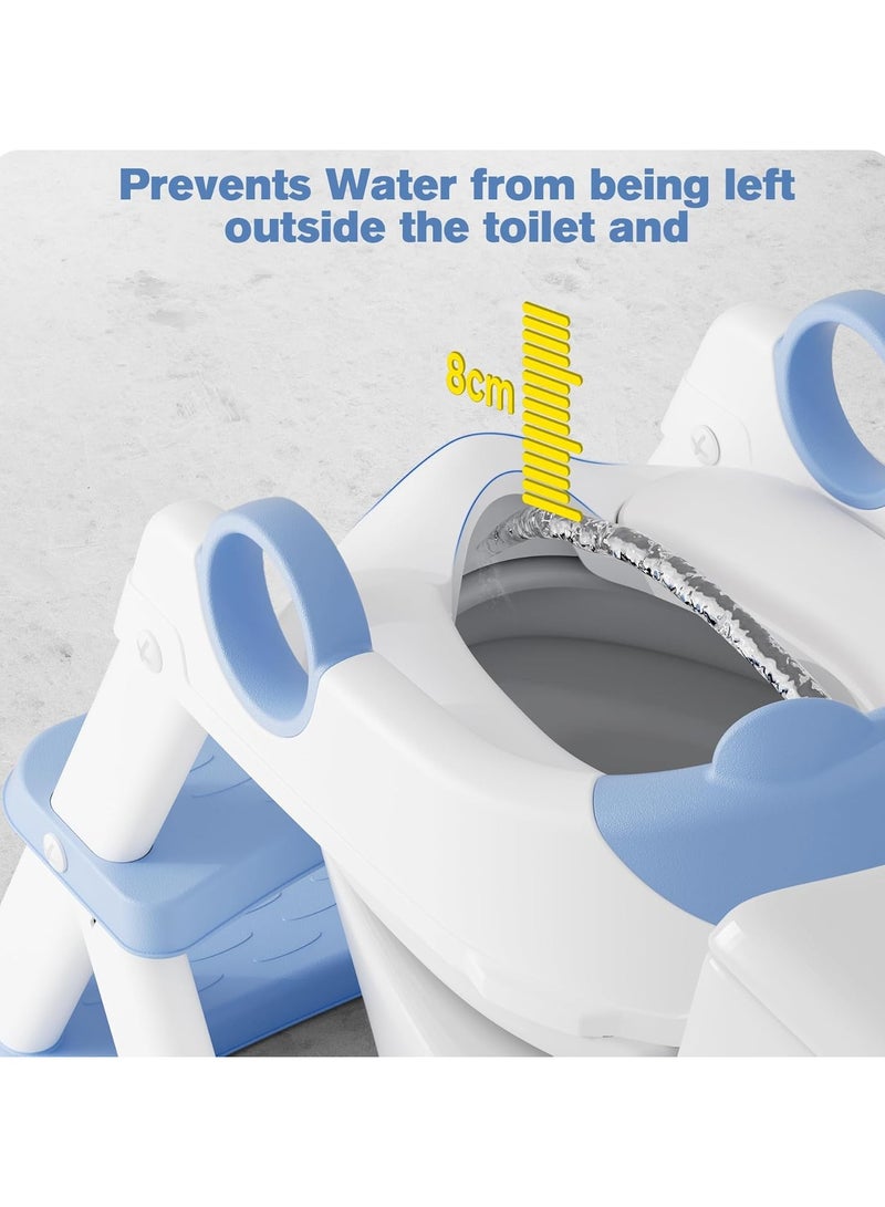 Taizz Ventures Potty Training Seat with Step Stool for Boys & Girls – 2-in-1 Adjustable Toilet Ladder, Non-Slip Waterproof Cushion, Foldable Design, for Toddlers 2-7 Years, Fits Most Toilet Shapes - Blue - Image 3