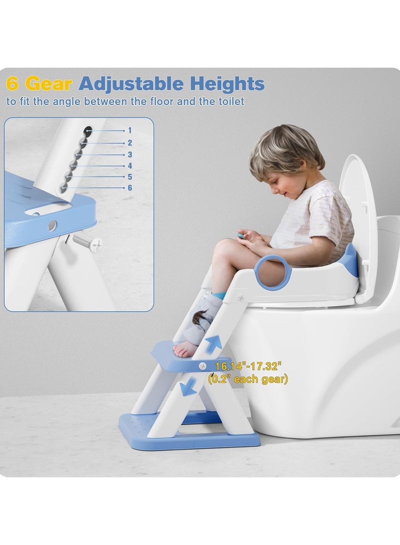 Taizz Ventures Potty Training Seat with Step Stool for Boys & Girls – 2-in-1 Adjustable Toilet Ladder, Non-Slip Waterproof Cushion, Foldable Design, for Toddlers 2-7 Years, Fits Most Toilet Shapes - Blue - Image 5
