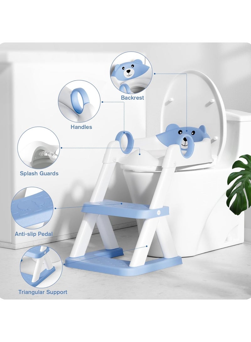 Taizz Ventures Potty Training Seat with Step Stool for Boys & Girls – 2-in-1 Adjustable Toilet Ladder, Non-Slip Waterproof Cushion, Foldable Design, for Toddlers 2-7 Years, Fits Most Toilet Shapes - Blue - Image 2