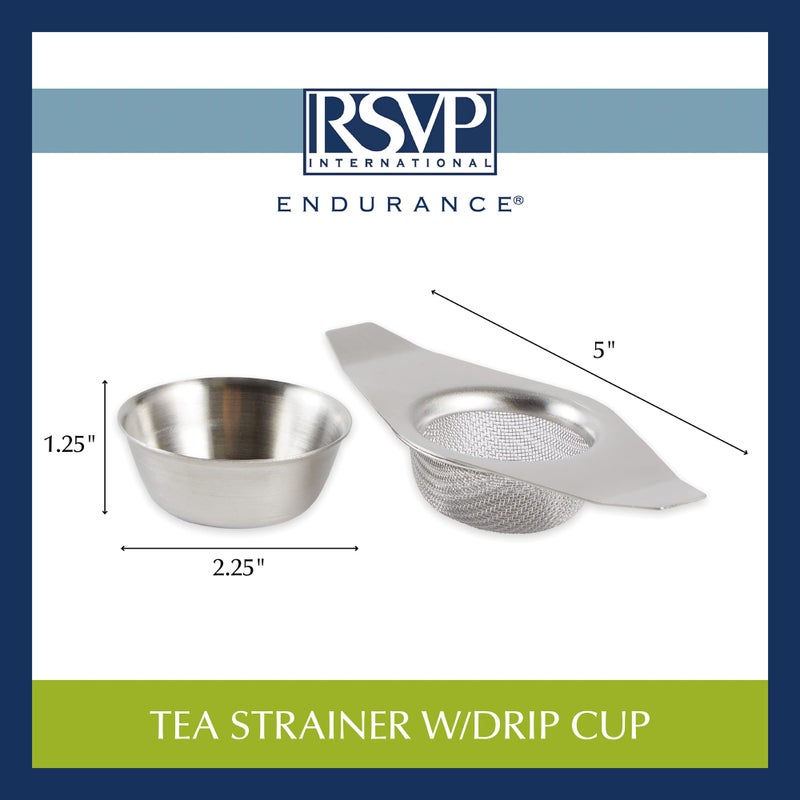 RSVP International Tea Strainer Collection, Strainer & Drip Cup - Image 5