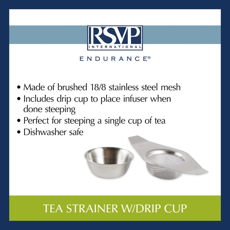 RSVP International Tea Strainer Collection, Strainer & Drip Cup - Image 4