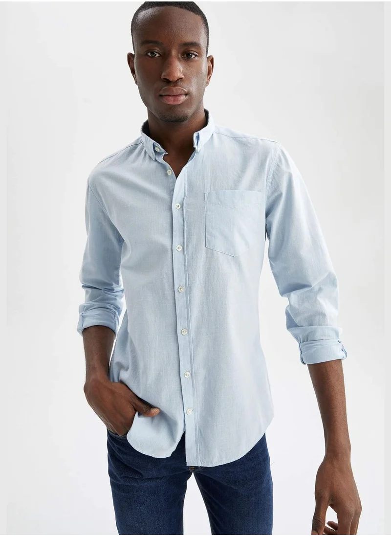 DeFacto Long Sleeve Slim Fit Polo Neck Shirt