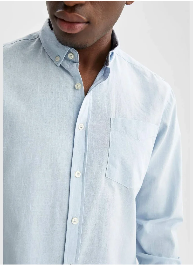 DeFacto Long Sleeve Slim Fit Polo Neck Shirt