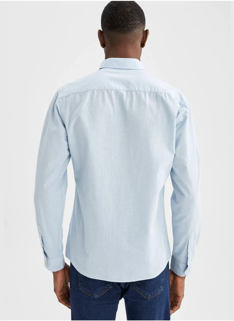 DeFacto Long Sleeve Slim Fit Polo Neck Shirt