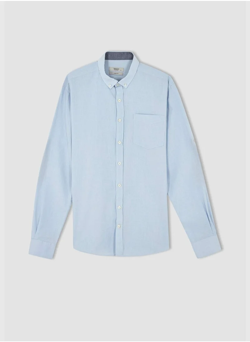 DeFacto Long Sleeve Slim Fit Polo Neck Shirt
