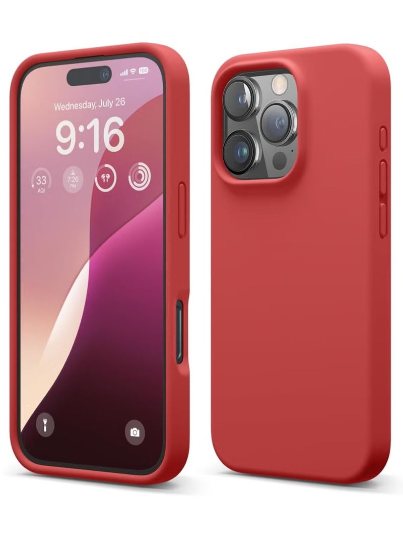 ELTRAZONE Red iPhone 16 Pro Case – Slim Shockproof Full Body Protection with Soft Microfiber Lining, Scratch-Resistant - Image 1