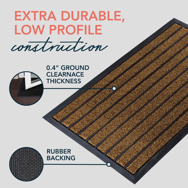 ubdyo Extra Durable Door Mat - Dirt Trapping Outdoor Welcome Mats - Non-Slip Outdoor Indoor Entrance - Low Profile Front Doormat (32" x 20", Bright Brown) - Image 4