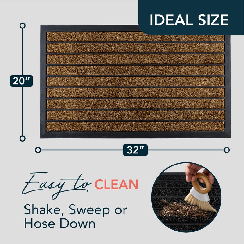 ubdyo Extra Durable Door Mat - Dirt Trapping Outdoor Welcome Mats - Non-Slip Outdoor Indoor Entrance - Low Profile Front Doormat (32" x 20", Bright Brown) - Image 2