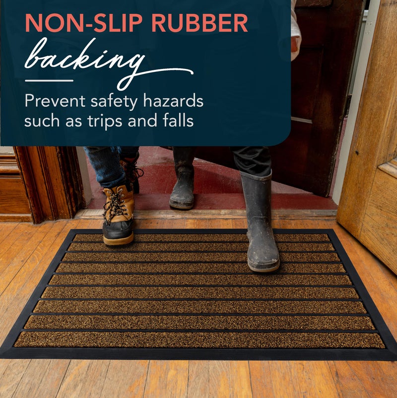 ubdyo Extra Durable Door Mat - Dirt Trapping Outdoor Welcome Mats - Non-Slip Outdoor Indoor Entrance - Low Profile Front Doormat (32" x 20", Bright Brown) - Image 5