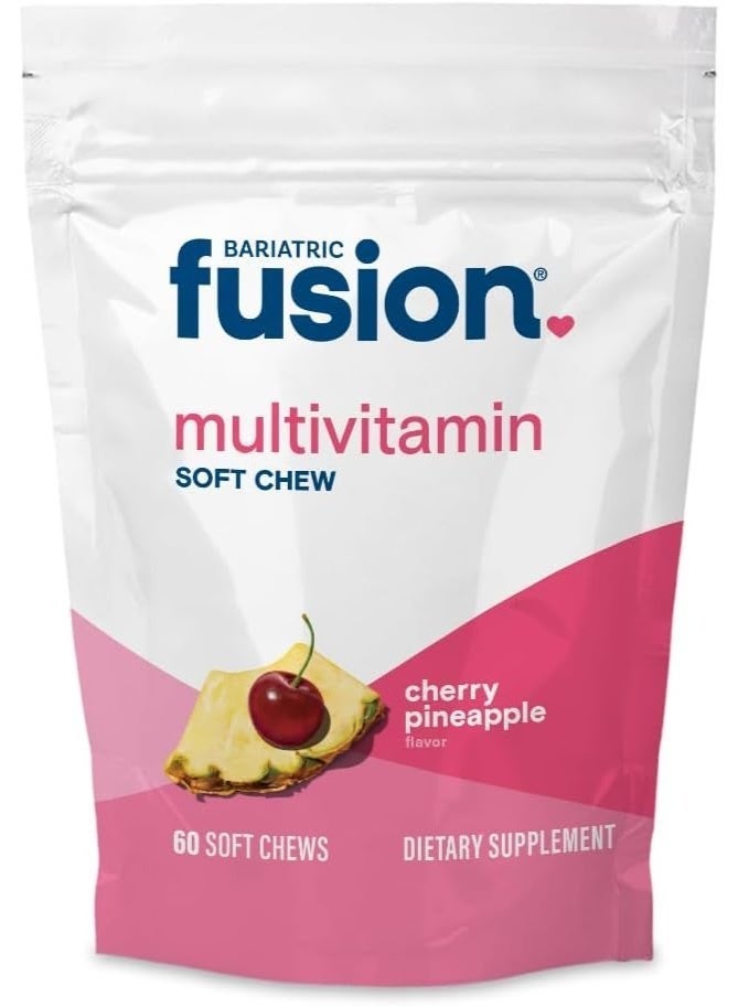 Bariatric Fusion أقراص مضغ لينة متعددة الفيتامينات لعلاج السمنة | بنكهة الكرز والأناناس | أقراص مضغ لمرضى ما بعد جراحة السمنة بما في ذلك عملية تحويل مسار المعدة وتكميم المعدة | 60 قرصًا | إمداد لمدة شهر - Image 1