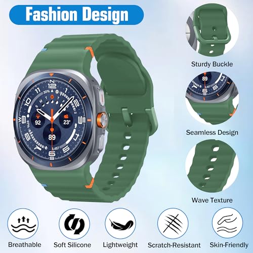 Bougraite 12 Pack Band Compatible with Samsung Galaxy Watch Ultra Band 47mm 2025/2024 for Men Women, Soft Silicone Breathable Sport Replacement Strap, No Gap Design Wave Wristband - Image 2