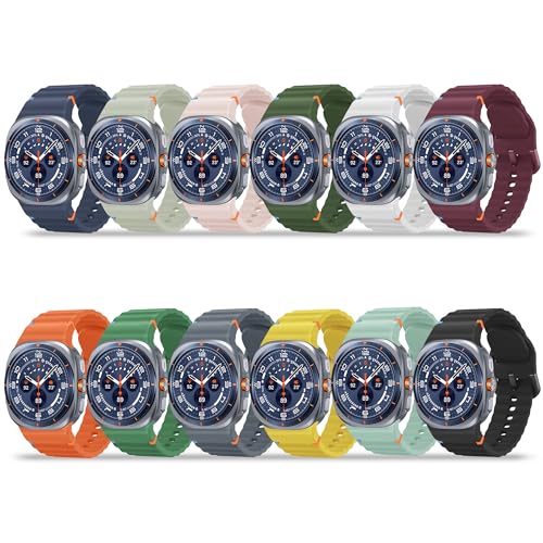 Bougraite 12 Pack Band Compatible with Samsung Galaxy Watch Ultra Band 47mm 2025/2024 for Men Women, Soft Silicone Breathable Sport Replacement Strap, No Gap Design Wave Wristband - Image 1