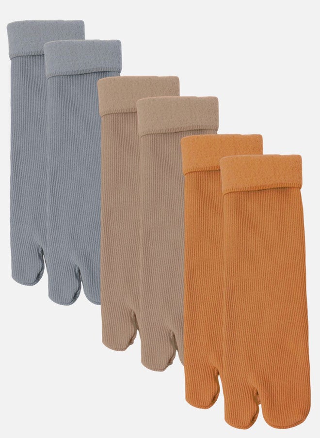 FIMS Women Pack Of 3 Striped Calf Length Thumb Socks - Image 1