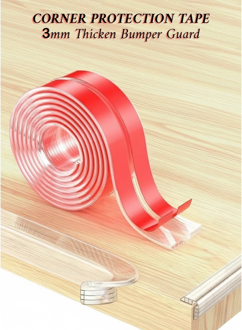 RION Edge Corner Protector Tape, Clear Baby Proof Guards, 3mm Thick & 1m Long Silicone Bumper Strip for Sharp Corners – Transparent Child Safety Protection for Tables, Cabinets & Desks - Image 1