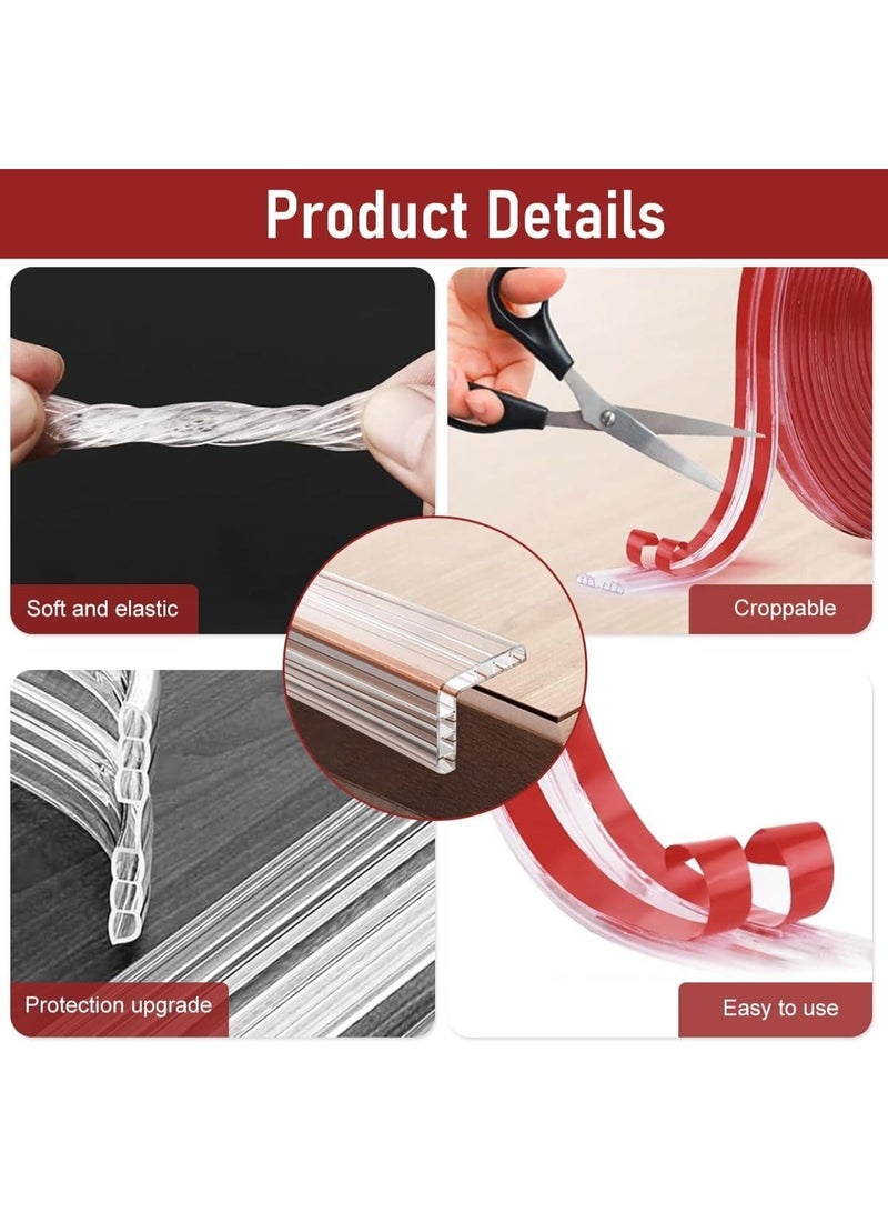 RION Edge Corner Protector Tape, Clear Baby Proof Guards, 3mm Thick & 1m Long Silicone Bumper Strip for Sharp Corners – Transparent Child Safety Protection for Tables, Cabinets & Desks - Image 3