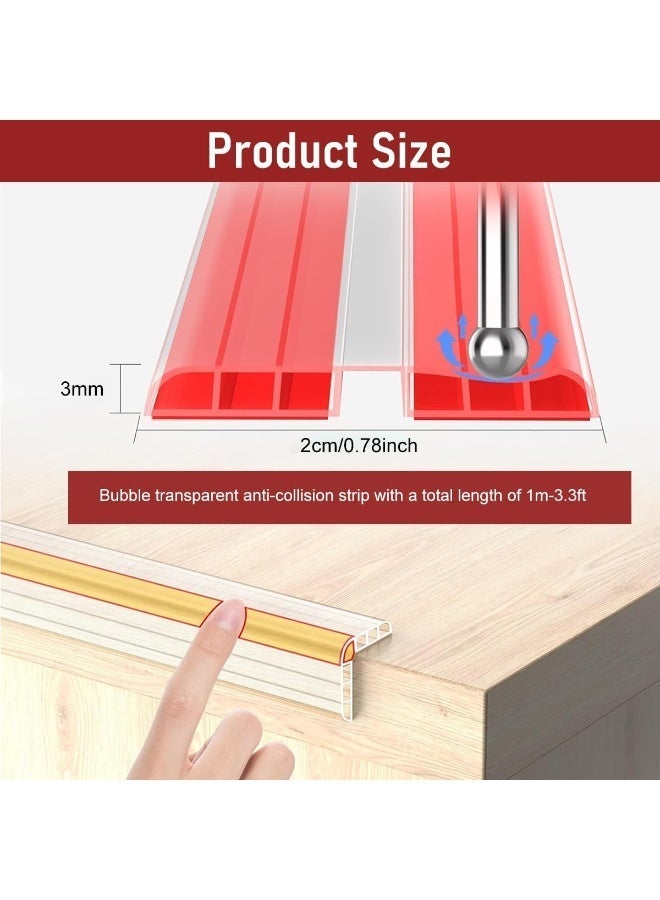 RION Edge Corner Protector Tape, Clear Baby Proof Guards, 3mm Thick & 1m Long Silicone Bumper Strip for Sharp Corners – Transparent Child Safety Protection for Tables, Cabinets & Desks - Image 2