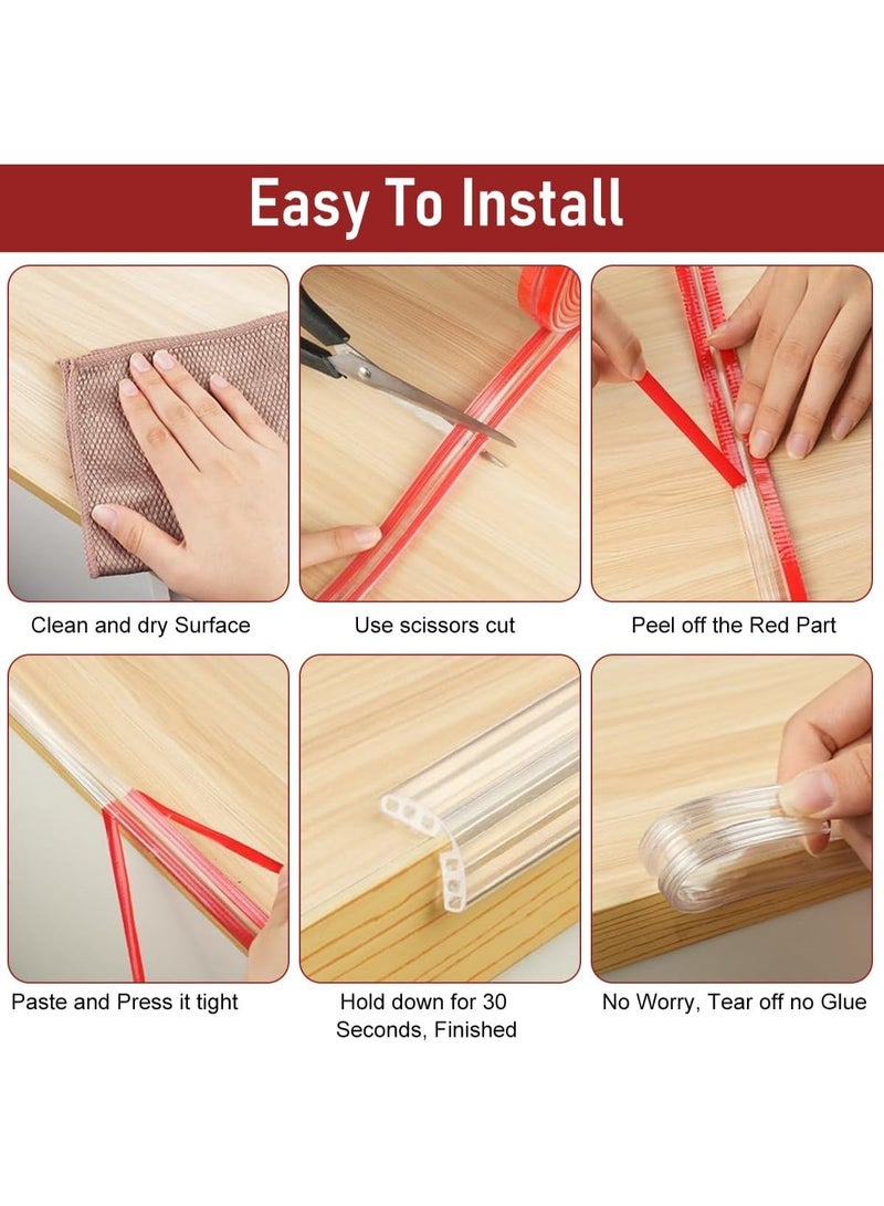 RION Edge Corner Protector Tape, Clear Baby Proof Guards, 3mm Thick & 1m Long Silicone Bumper Strip for Sharp Corners – Transparent Child Safety Protection for Tables, Cabinets & Desks - Image 4