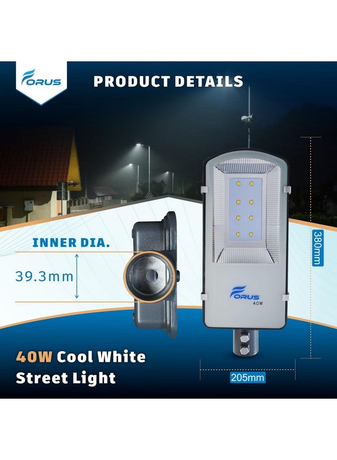 Forus 40W LED Street Light Cool White (Pack of 2) - IP66 Waterproof Outdoor Lighting Fixture, Energy Efficient Road Lamp with 10-Year Warranty for Street, Garden, Parking Lot, Highway, Backyard - Image 5