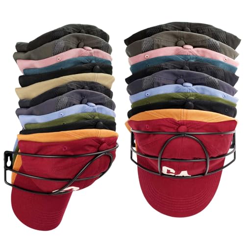 Livelab Hat Rack Wall Mount 2Pack Metal Hat Organizer for Baseball Caps Hat Storage Cap Holder Up to 30 Hat Hangers for Closet Cap Rack for Bedroom Entryway  Black