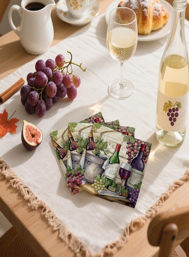 JarThenaAMCS 100Pcs Paper Napkins Vintage Red Wine Glass Disposable Luncheon Napkin Grapes Vineyard Dessert Dinner Hand Napkin for Drinks Theme Party Supplies - Image 4