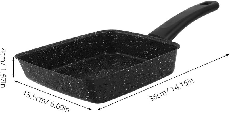 Japanese Rectangular Nonstick Skillet Pan Small Pancake and Egg Frying Pan Black Coating Detachable Handle Home Kitchen - Image 2