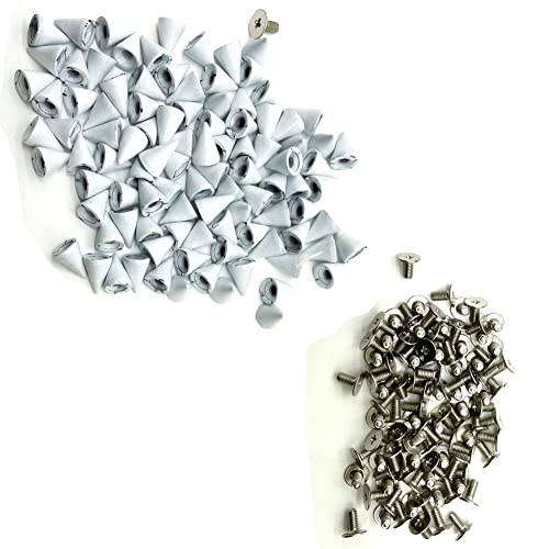 Gdeal 100Pcs Metal Bullet Rivet Stud Spikes,7x10mm Colored Metal Screw Back Rivet,Cone Bullet Spikes,DIY Leathercraft Findings (White) - Image 2