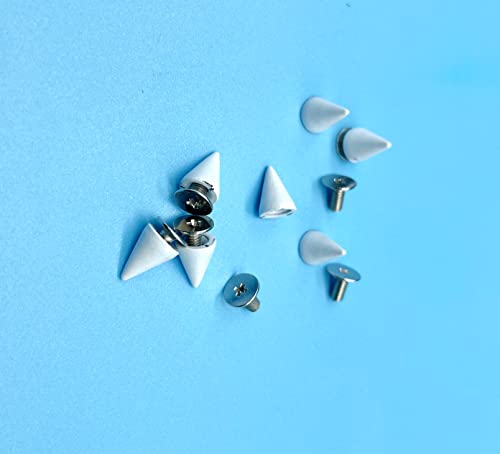 Gdeal 100Pcs Metal Bullet Rivet Stud Spikes,7x10mm Colored Metal Screw Back Rivet,Cone Bullet Spikes,DIY Leathercraft Findings (White) - Image 4