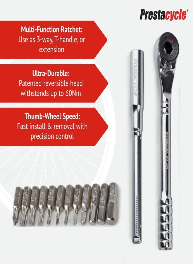 Prestacycle T-Handle Pro Hex Bits Ratchet Tool (Ratchet Set) - Image 3