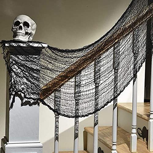 Biubee 5 Pack Halloween Decor Creepy Gauze Cloth- Black Scary Fabric Spooky Halloween Decorations Indoor Outdoor for Home Wall Haunted House Party Yard Doorway Tree Decor (30'' × 72") - Image 3