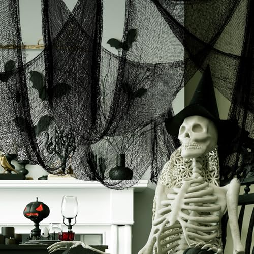Biubee 5 Pack Halloween Decor Creepy Gauze Cloth- Black Scary Fabric Spooky Halloween Decorations Indoor Outdoor for Home Wall Haunted House Party Yard Doorway Tree Decor (30'' × 72") - Image 1