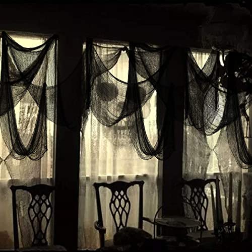 Biubee 5 Pack Halloween Decor Creepy Gauze Cloth- Black Scary Fabric Spooky Halloween Decorations Indoor Outdoor for Home Wall Haunted House Party Yard Doorway Tree Decor (30'' × 72") - Image 2