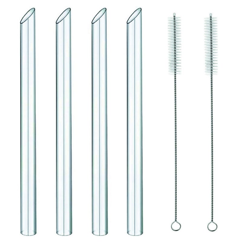NEBYWOLD NEBYWOLD Reusable Glass Wide straw Boba Drinking Straws Fat Straws SmoothieBubble TeaMilkshakes Straws with 2 Cleaning Brush  Carry Bag 14mm885 in Environmentally Friendly 414mm