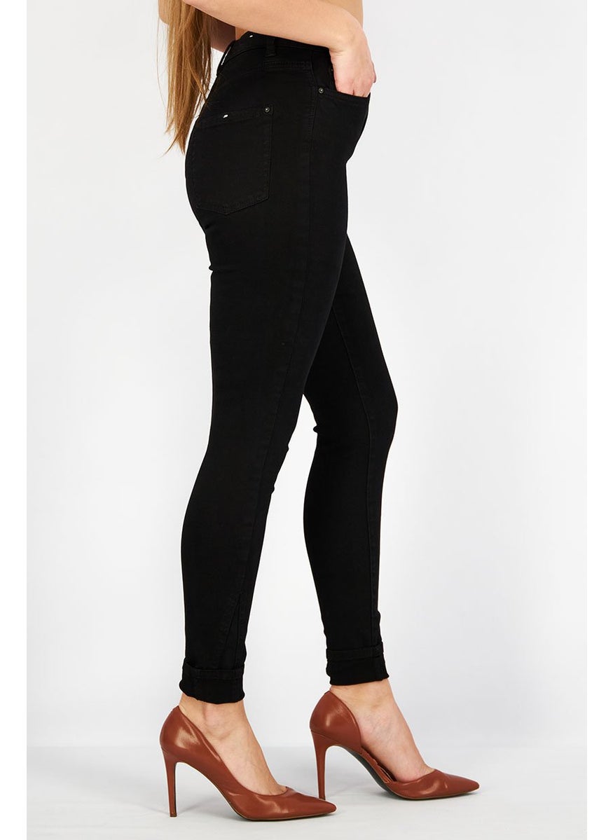 ESPRIT Women Skinny Fit Solid Stretchable Pants, Black  - Image 3