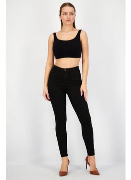 ESPRIT Women Skinny Fit Solid Stretchable Pants, Black  - Image 4