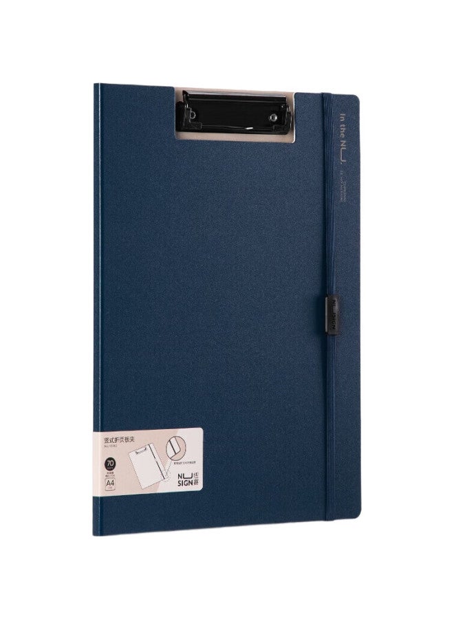 NUSIGN Deli Nusign A4 Vertical Folding Clipboard, Conference Folder, Thickened File Folder, Colorful Document Folder, File Organizer, Contract Signing Office Supplies, Navy Blue Ns180 - Image 3